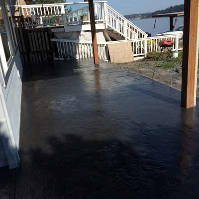 concrete finish type of concrete is broomed with border edges. color is st. helens ash